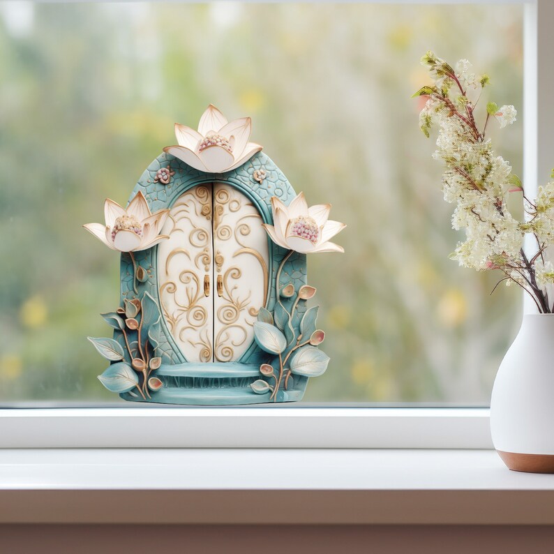 Lotus Bloom Fairy Door Decal - Etsy