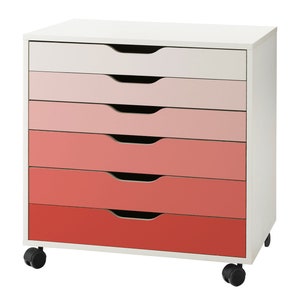 Peachy Pink Ombre Pattern Decal Set for IKEA Alex Drawer Unit Furniture NOT Included image 1