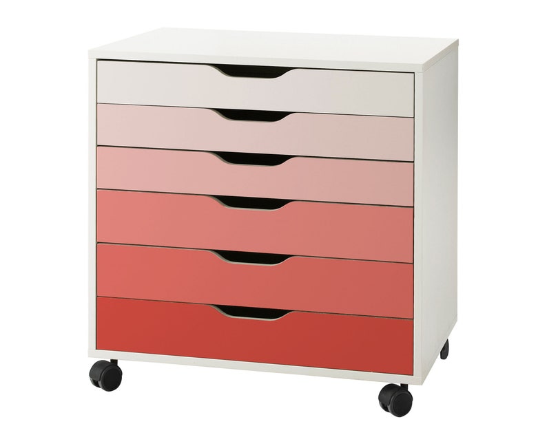 Peachy Pink Ombre Pattern Decal Set for IKEA Alex Drawer Unit Furniture NOT Included image 1