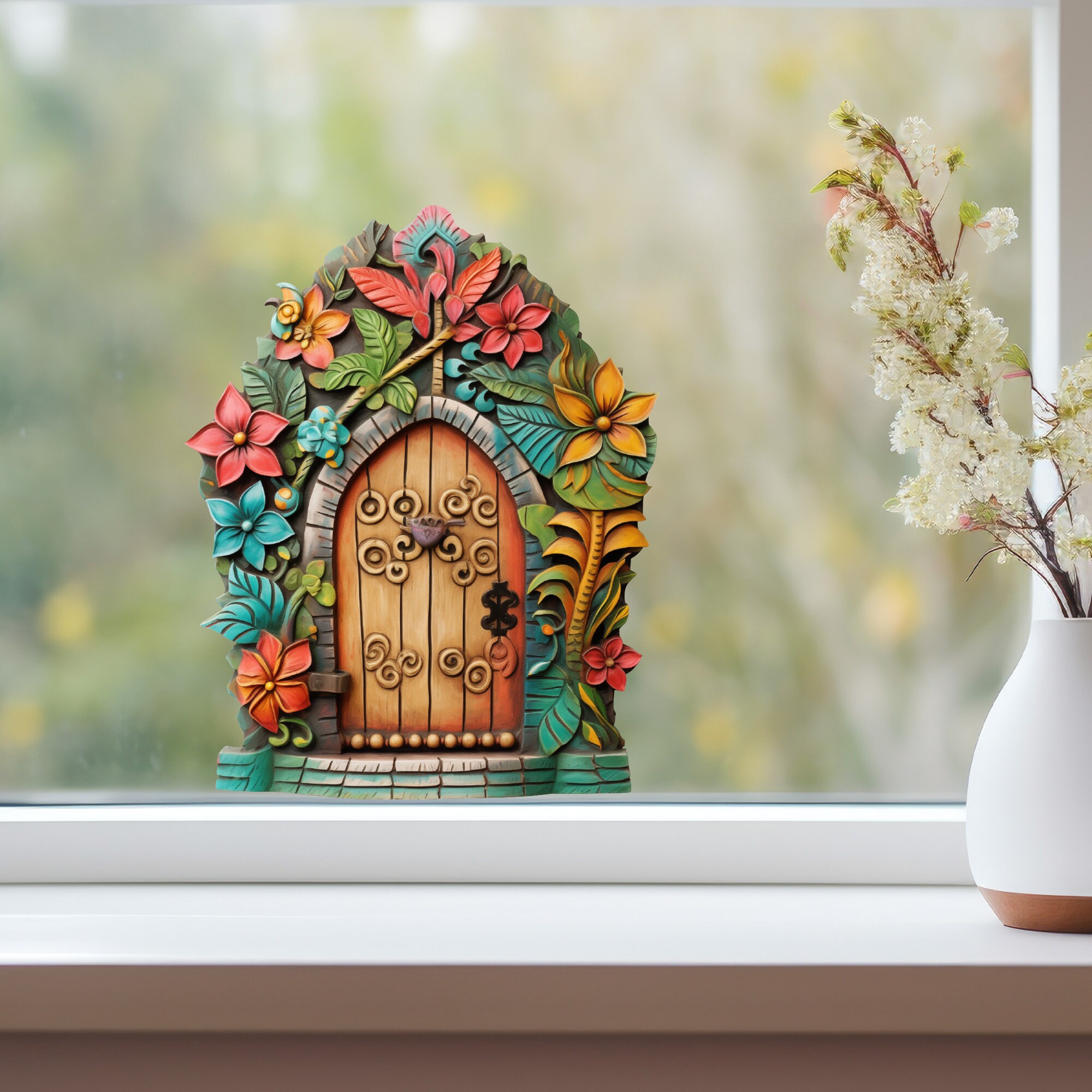 Tropical Bloom Fairy Door Decal - Etsy