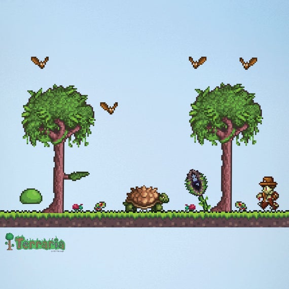 Terraria Jungle Biome Addon Wall Decal Set Terraria Video Etsy
