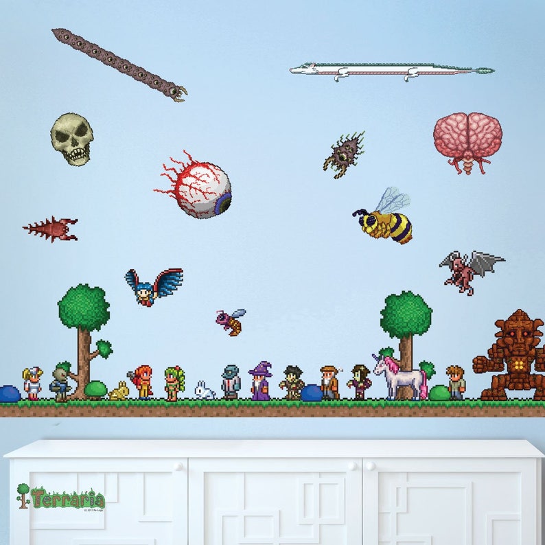 Terraria Wall Decal Set - Terraria Gift - Terraria Birthday Party - Terraria Wall Decals - Video Game Decorations - Gaming Backdrop (#1302) 