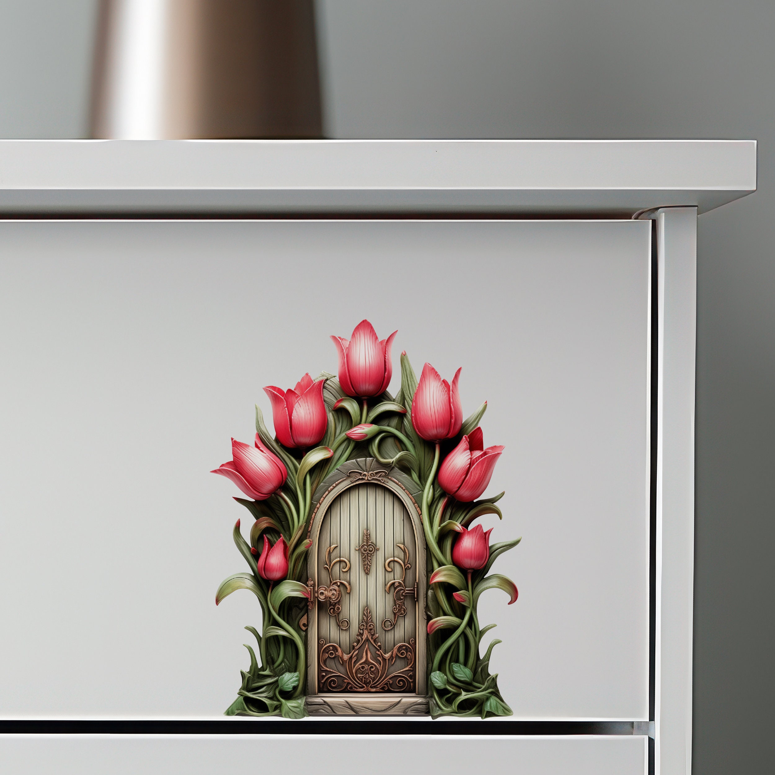 Tulip Bloom Fairy Door Decal - Etsy