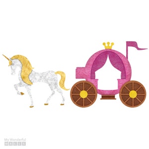 Unicorn and Carriage for Princess Theme Wall Mural (sku103-stick)