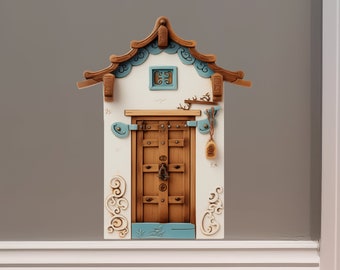 Casa tradicional coreana - Adhesivo de pared 3D para puerta de hadas