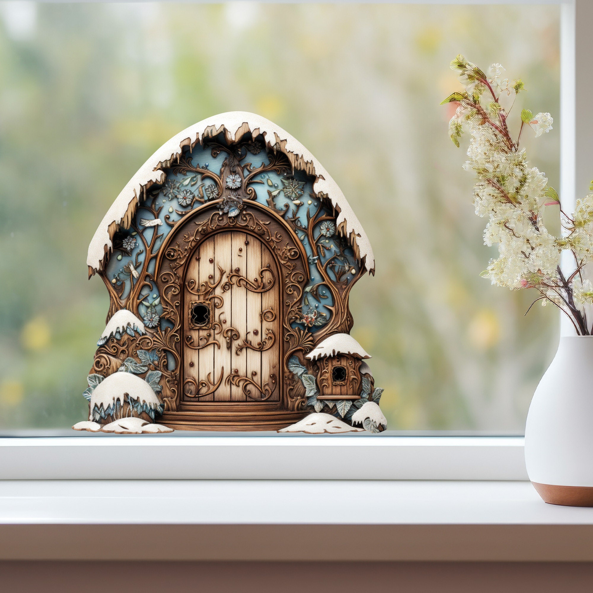 Snowy Cottage Fairy Door Decal - Etsy