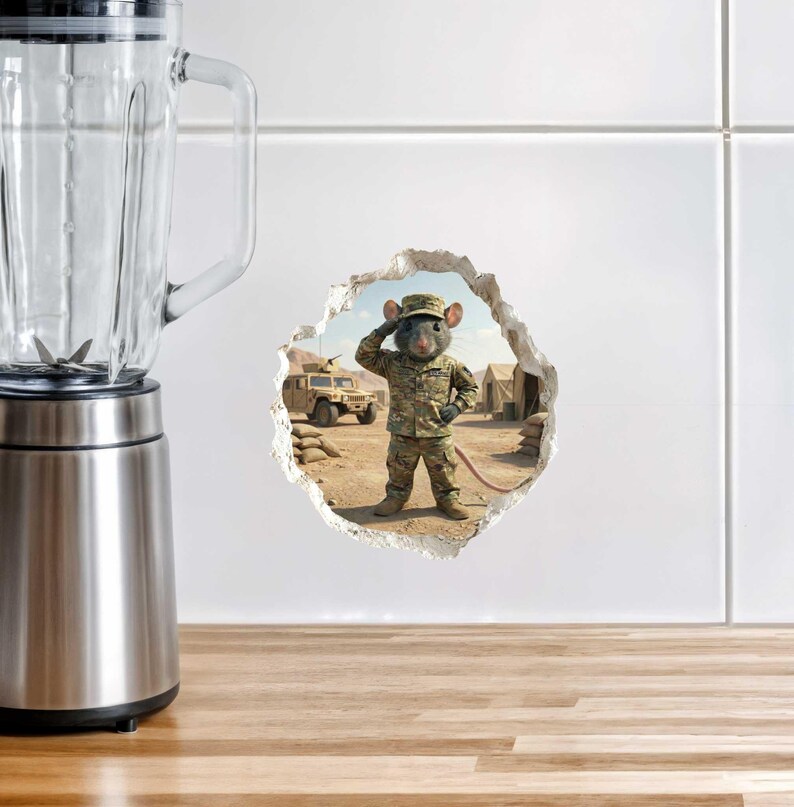 Rodent Problem Army Army Soldier Military Mouse Hole Decal - Removable, 3d-effect Wall ...