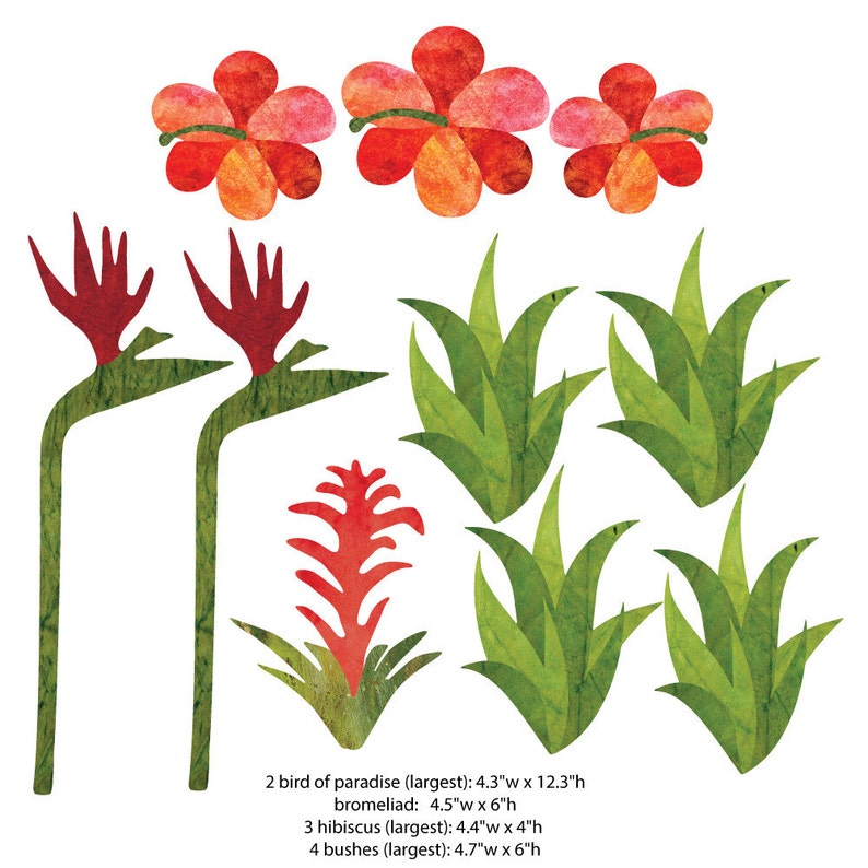 Jungle Flowers and Foliage Wall Sticker Decal Pack for Kids Etsy