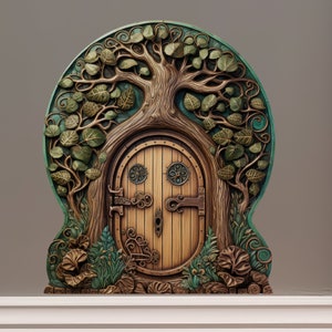 Porte de fée d’arbre forestier - Autocollant mural 3D de porte de fée