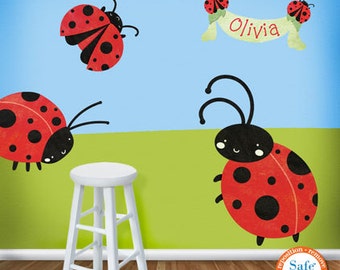 Ladybug Wall Stickers Decals - Girls Ladybug Room Decor