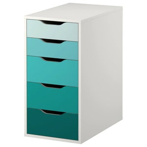 Turquoise Ombre Pattern Decal Set for IKEA Alex Drawer Unit Furniture NOT Included for 5-drawer unit