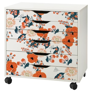 Vintage Floral Pattern Decal Set for IKEA Alex Drawer Unit (Drawers NOT Included)