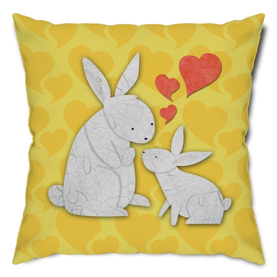 Bunny Rabbit Love Throw Pillow | Etsy