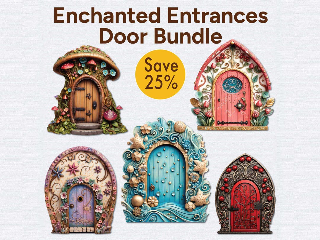 Enchanted Entrances Fairy Door Decal 5-pack Bundle - 3d-effect Illusion ...