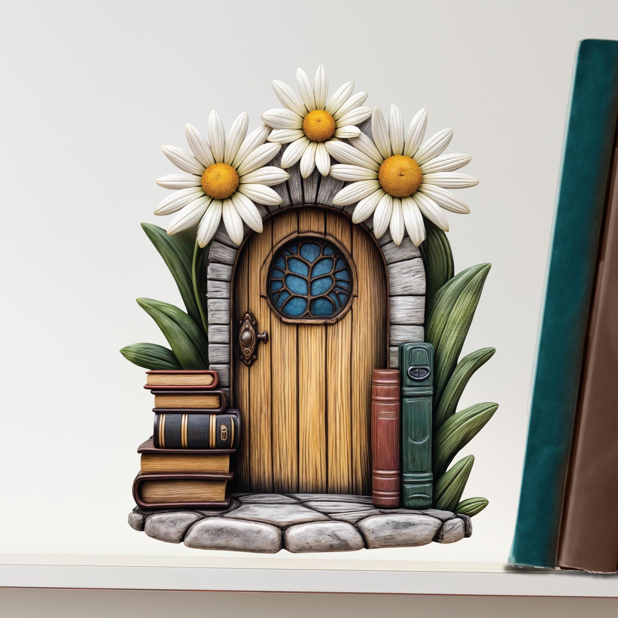 Daisy Book Lover Fairy Door Decal - Etsy