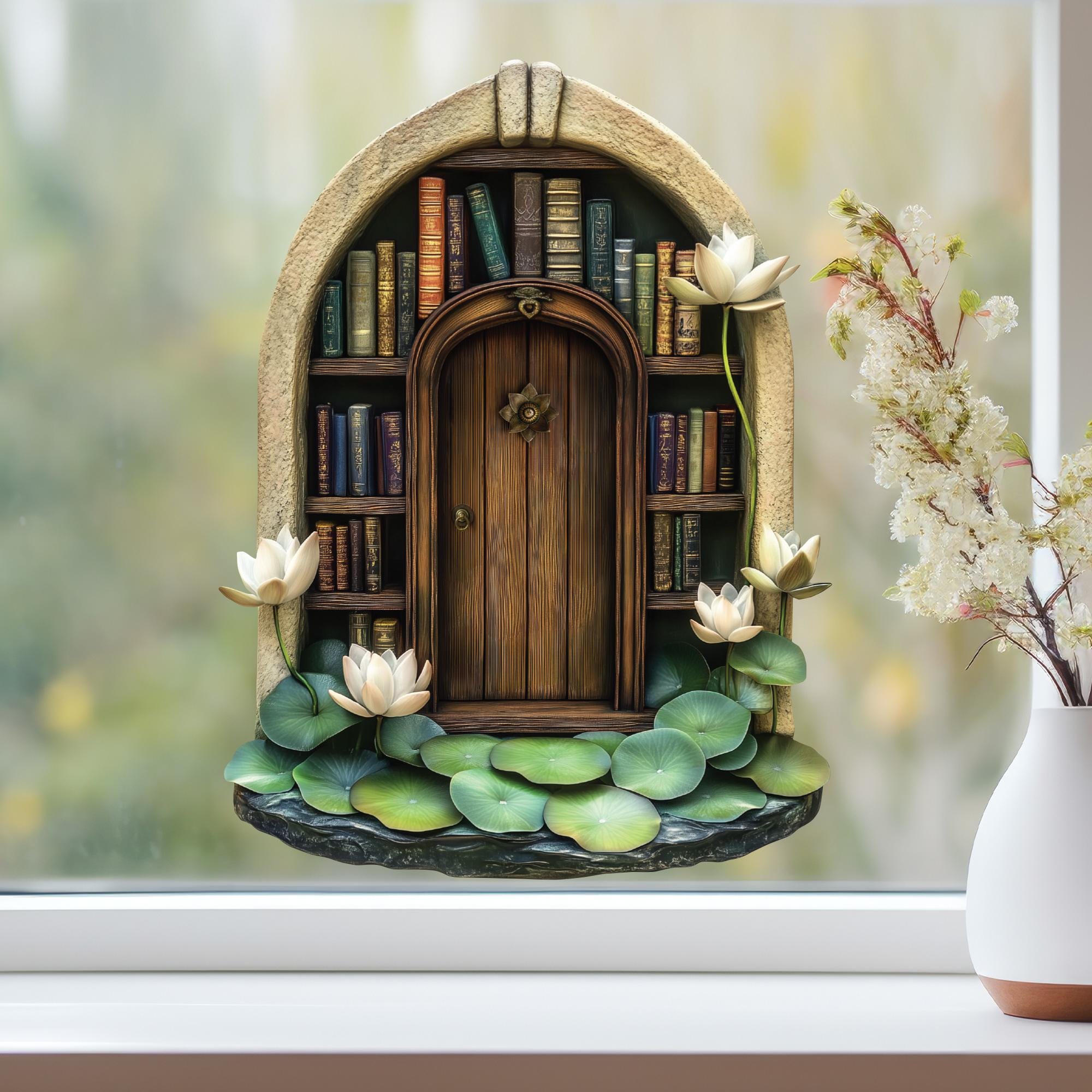 Lotus Library Fairy Door Decal - Etsy