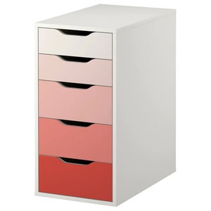 Peachy Pink Ombre Pattern Decal Set for IKEA Alex Drawer Unit Furniture NOT Included for 5-drawer unit