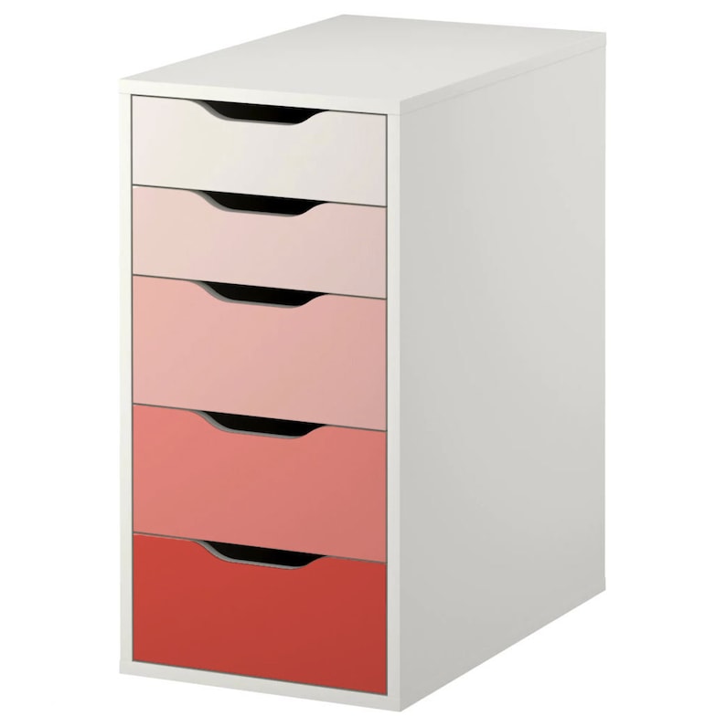 Peachy Pink Ombre Pattern Decal Set for IKEA Alex Drawer Unit Furniture NOT Included for 5-drawer unit