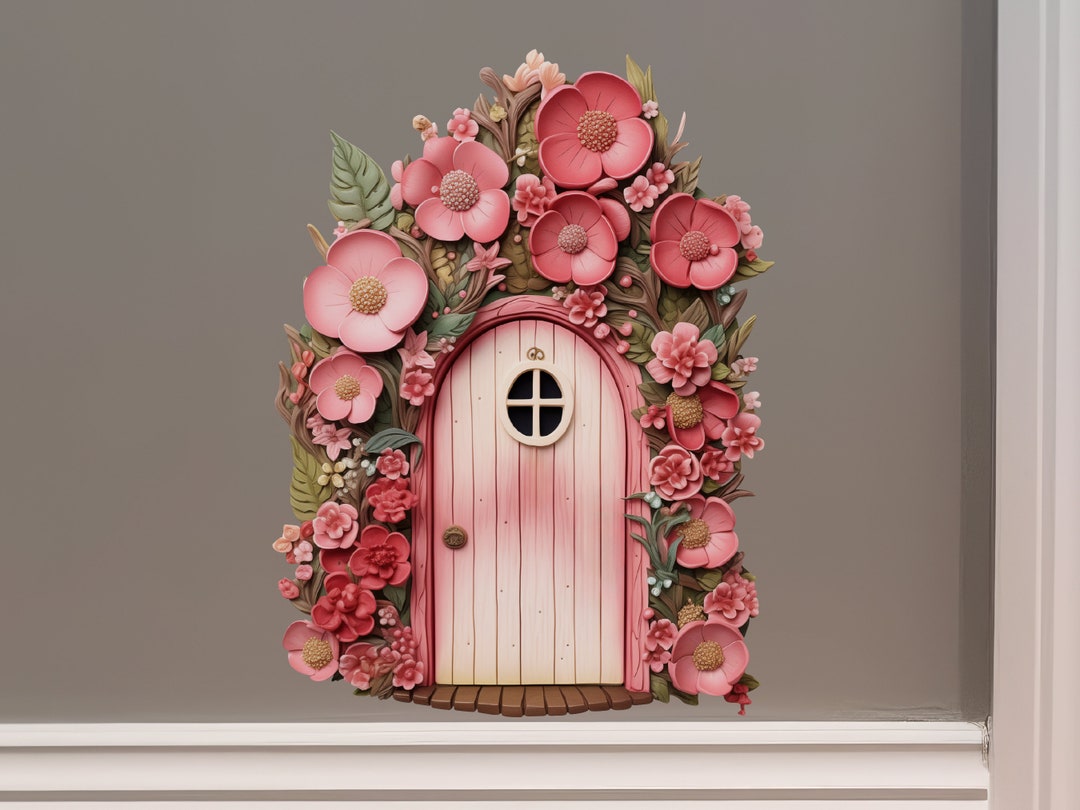 Begonia Flowers Garden House - Fairy Door 3D Wall Sticker - Etsy