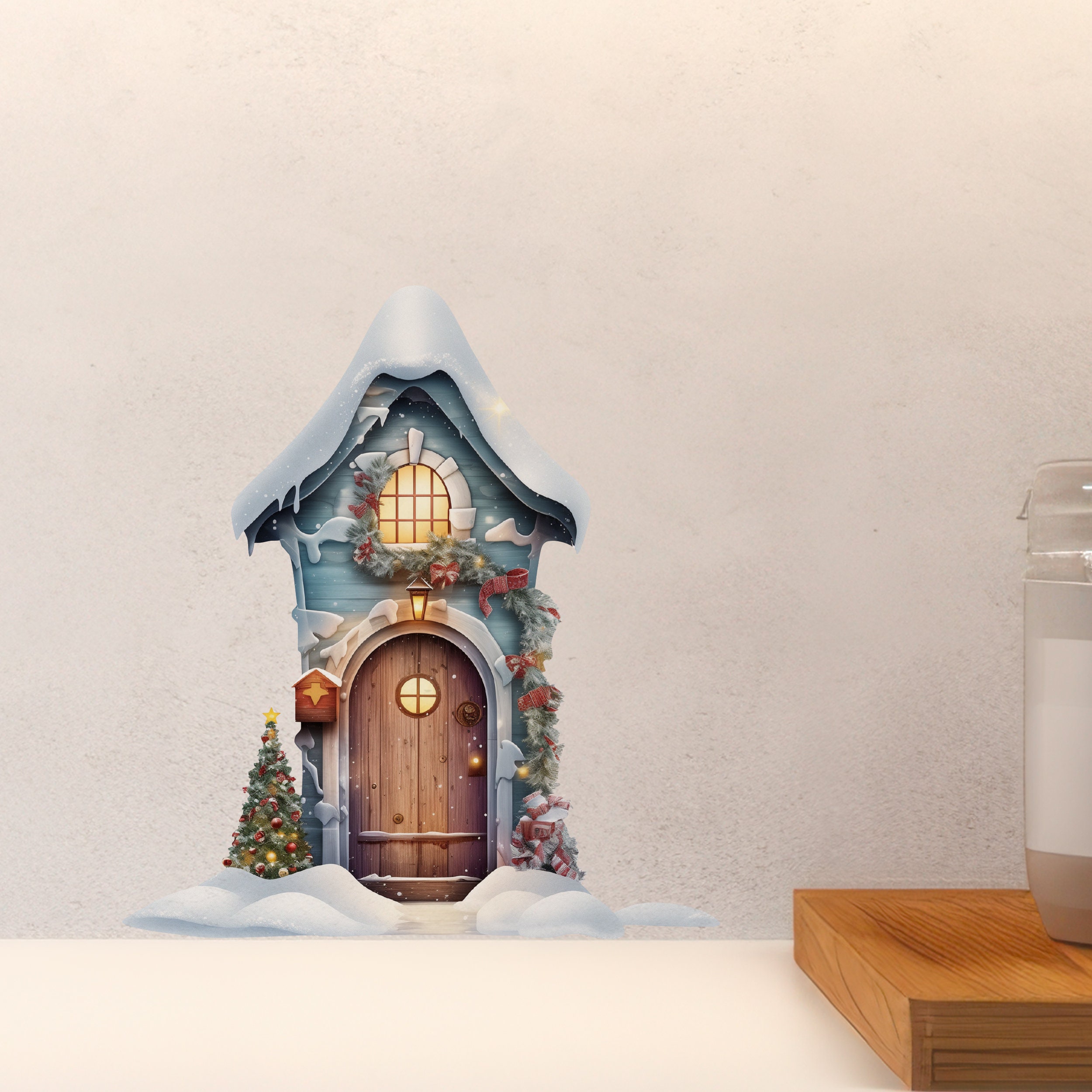 Cozy Claus Fairy Door Decal - Etsy