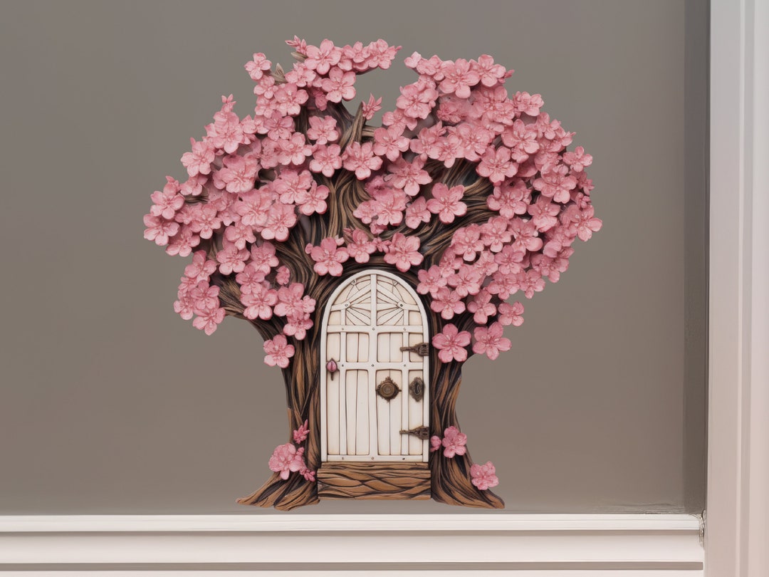 Cherry Blossom Fairy Door Decal - Etsy