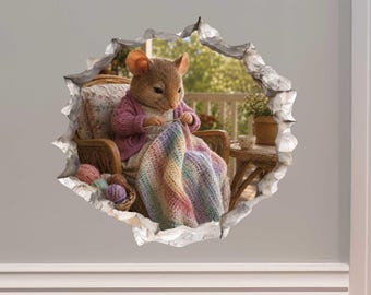 Crochet Mouse Hole Decal by Wallington Mice