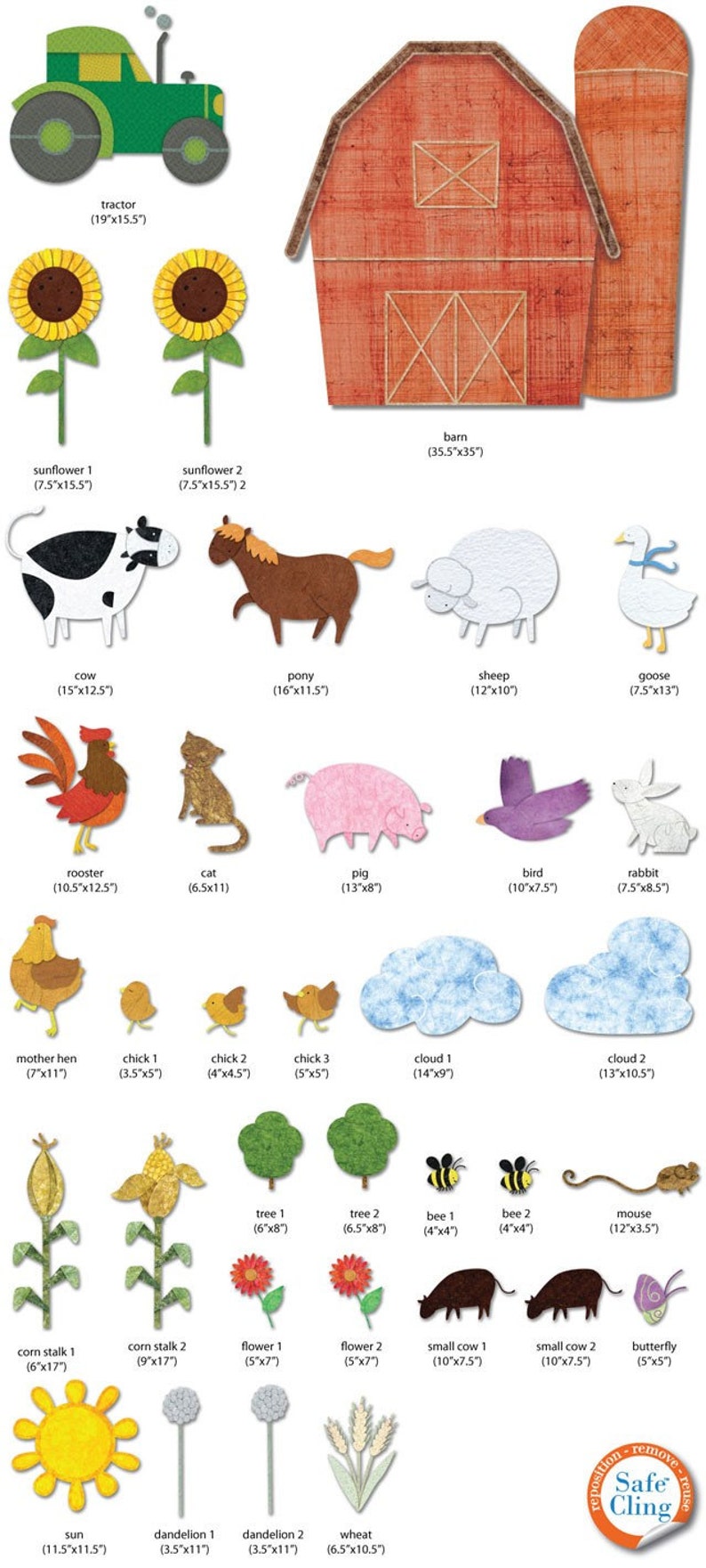 Farm Wall Stickers Decals for Kids Room & Nursery JUMBO SET image 2