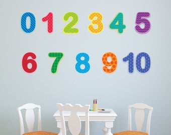 Preschool nummer Decals 0-10, Baby en peuter nummer Wall Stickers (#1296-17)