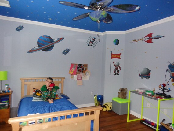 Outer Space Wall Sticker Decals For Boys Room Wall Mural