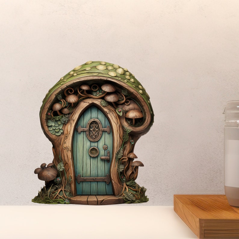 Green Mushroom Fairy Door Decal - Etsy