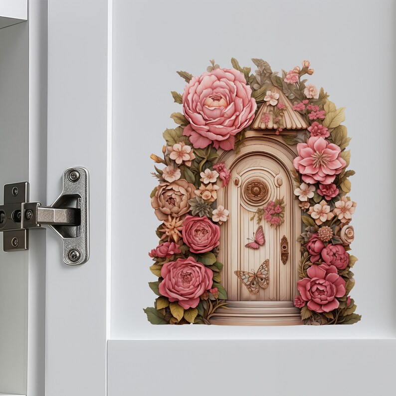 Peony Garden Fairy Door Decal - Etsy