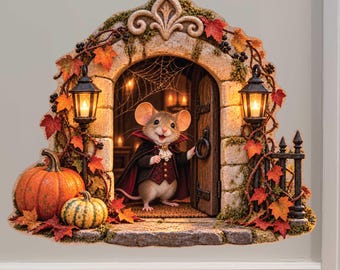 Halloween Vampire Mouse Hole Decal - 3D Effect, Surface Safe & Removable - Made in USA by Wallington Mice