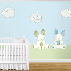 Giant Bunny Rabbit & Cloud Wall Stickers for Baby Nursery