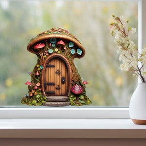 Mushroom Cottage Fairy Door Decal - Etsy