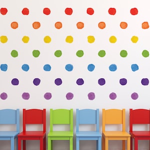 Watercolor Polka Dot Wall Decals - Rainbow Colors