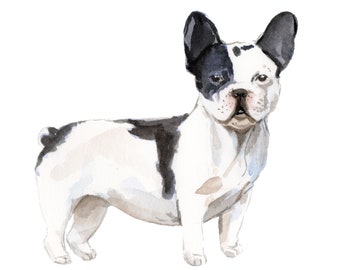 Calcomanía de pared De Bulldog Francés (Blanco y Negro)