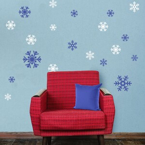Blue and White Snowflake Decal Sticker Variety Pack - Winter Holiday Decor (1001-17)