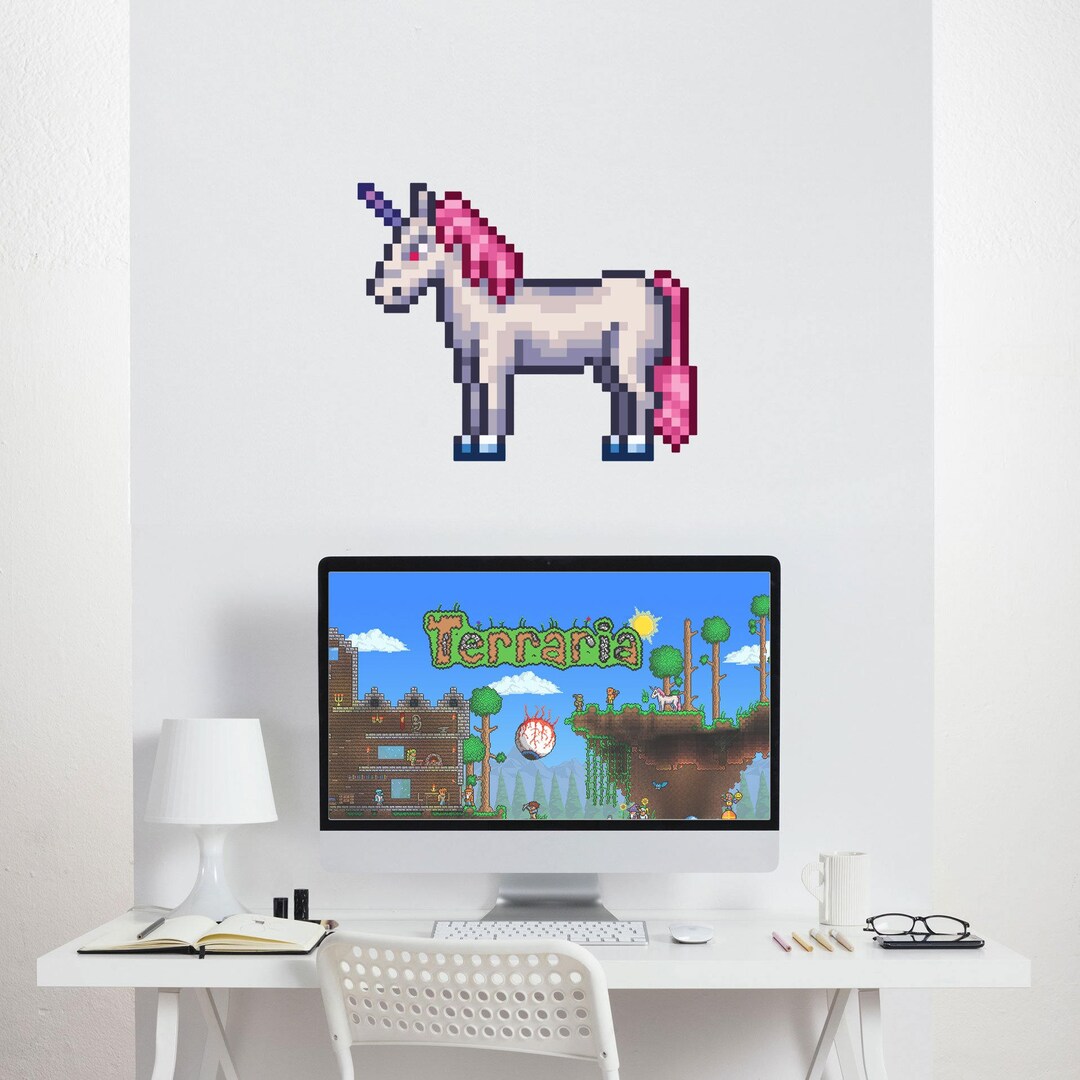 Terraria Unicorn Wall Decal Terraria Gift Idea Terraria Sticker Gaming