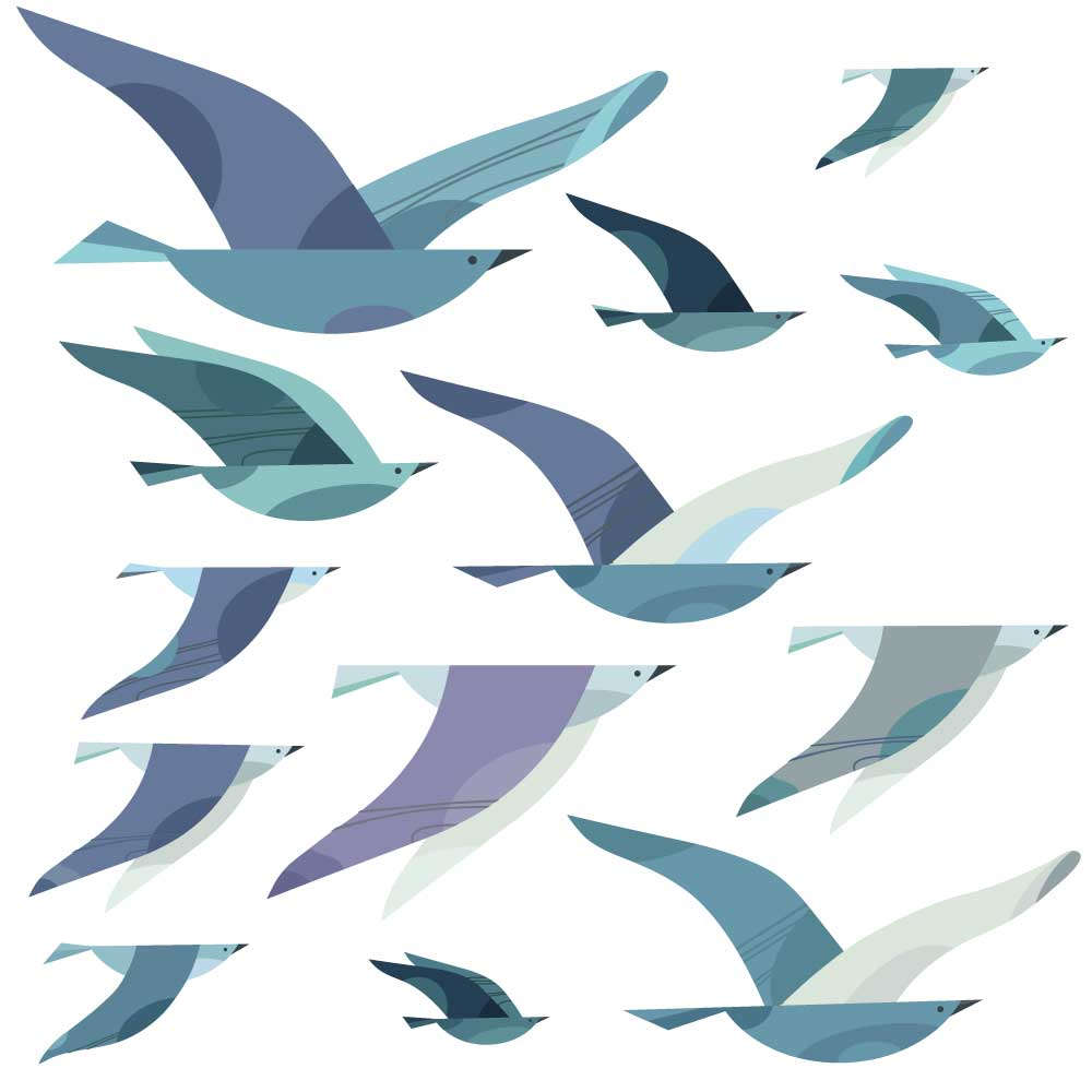 Flock of Sea Birds Wall Decals 129017 Etsy