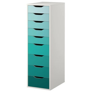 Turquoise Ombre Pattern Decal Set for IKEA Alex Drawer Unit Furniture NOT Included for 9-drawer unit