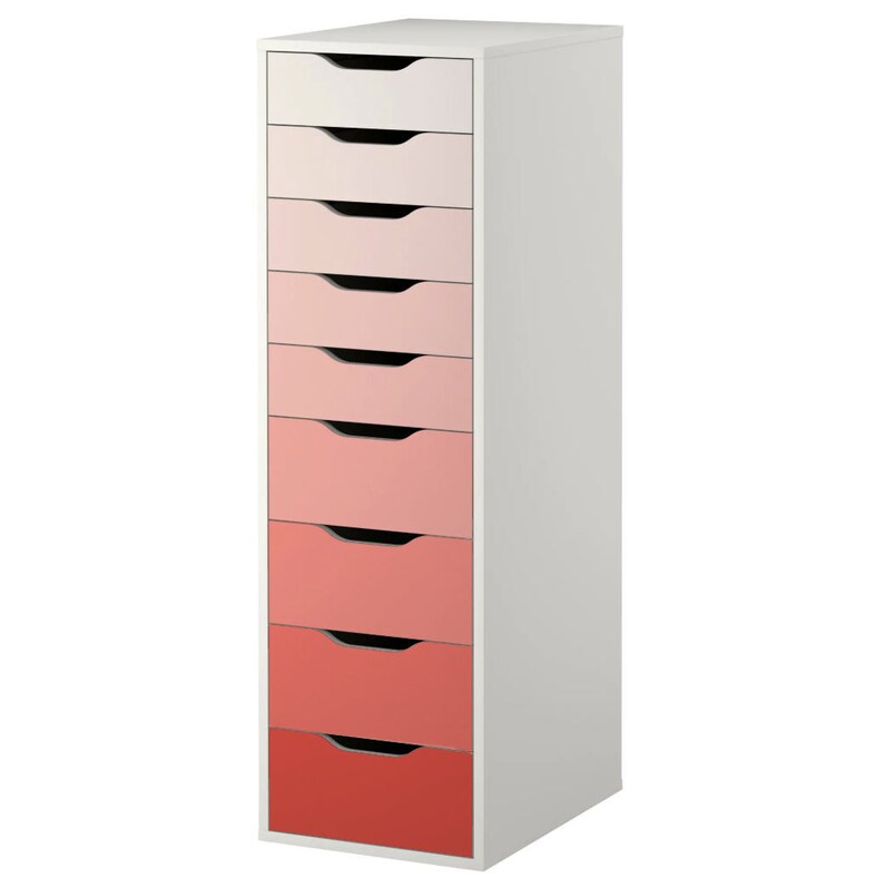 Peachy Pink Ombre Pattern Decal Set for IKEA Alex Drawer Unit Furniture NOT Included image 2