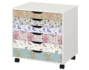 Birds & Butterflies Toile Pattern Decal Set for IKEA Alex Drawer Units (Furniture NOT Included)