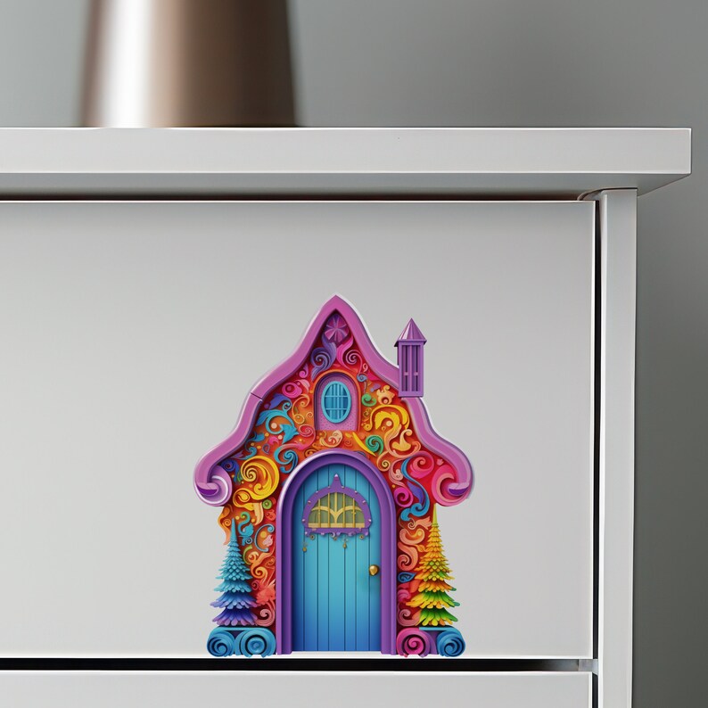 Color Carnival Fairy Door Decal - Etsy