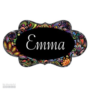 Name Sign Wall Decal - Floral Pattern Wall Sticker - Grand Bazaar