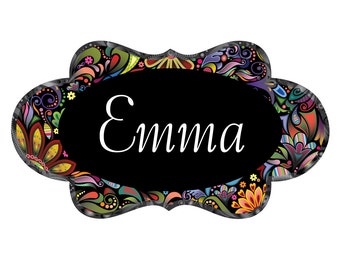 Name Sign Wall Decal - Floral Pattern Wall Sticker - Grand Bazaar