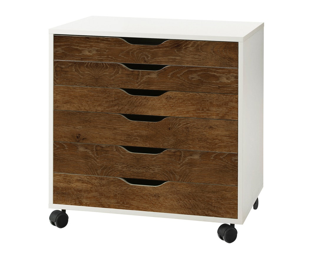 Dark Walnut Wood Grain Decal Set for IKEA Alex Drawer Unit