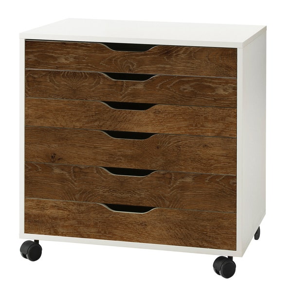Dark Walnut Wood Grain Decal Set for IKEA Alex Drawer Unit (Furniture NOT Included)