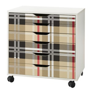 Tartan Pattern Decal Set for IKEA Alex Drawer Unit (Drawer Unit NOT Included)