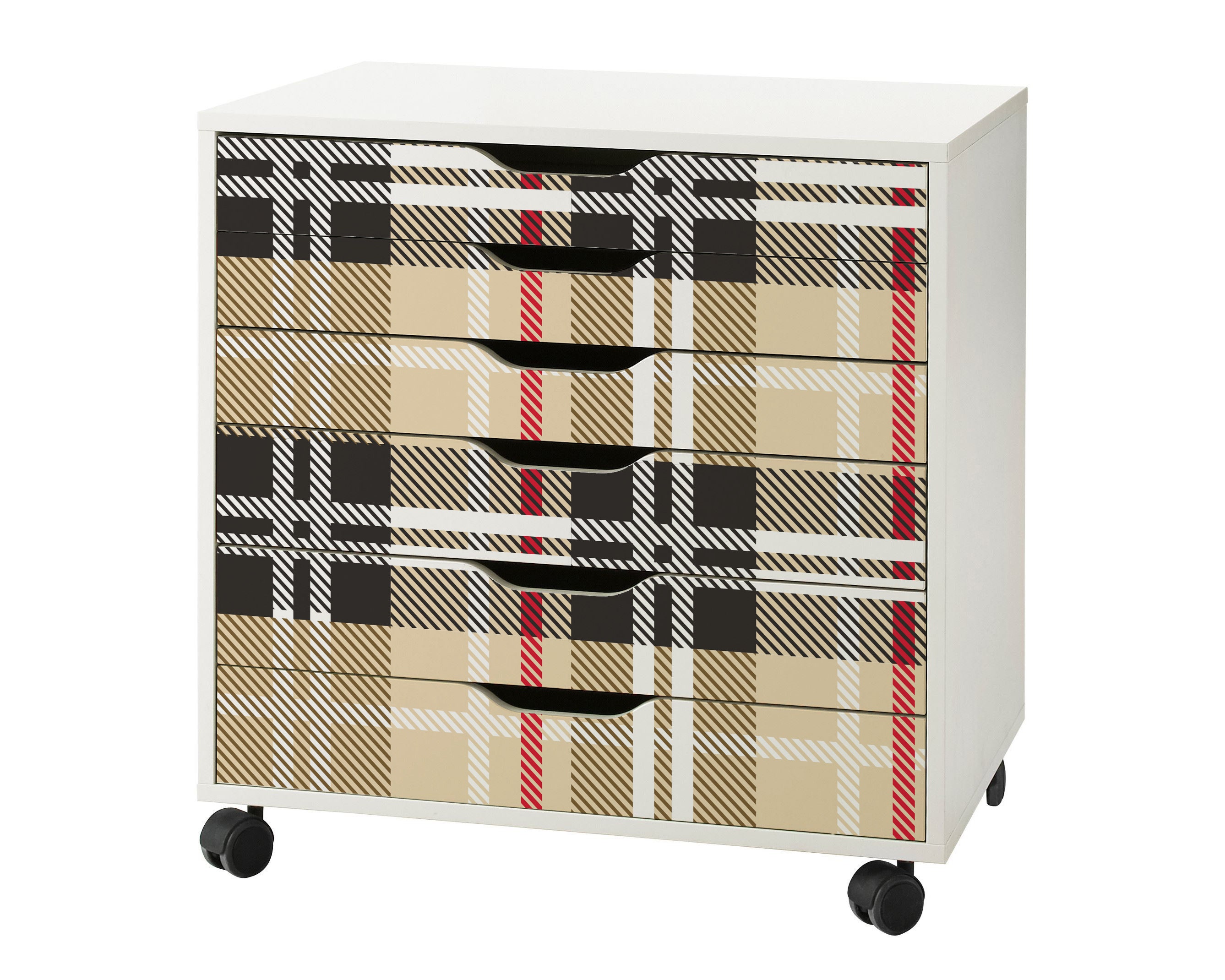 Tartan Pattern Decal Set For Ikea Alex Drawer Unit | Drawer Not Included