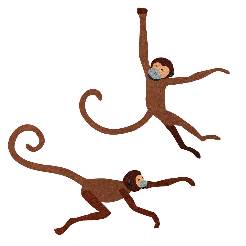Monkey Wall Sticker Decal Set for Jungle Theme Room (185-17)